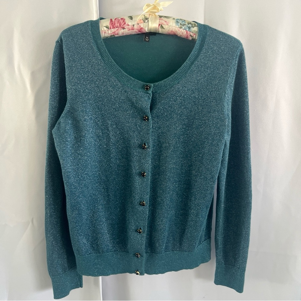 Talbots Teal Cardigan Sweater Sz medium petite